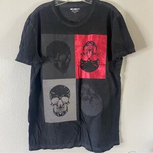 William Rast Black and Red Skull Graphic T-Shirt